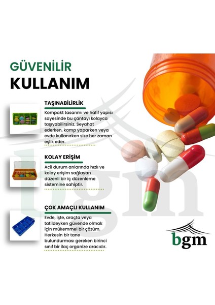 Mini Set Ilaç Kutusu Günlük 4 Bölmeli Ilaç Saklama Kutusu Seti Ilaç Organizeri