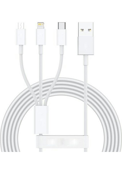 3ü1 Arada USB Kablo. Şarj Kablosu, Çoklu Sarj Kablosu 3 Uçlu Iphone, Samsung, Type-C Uyumlu