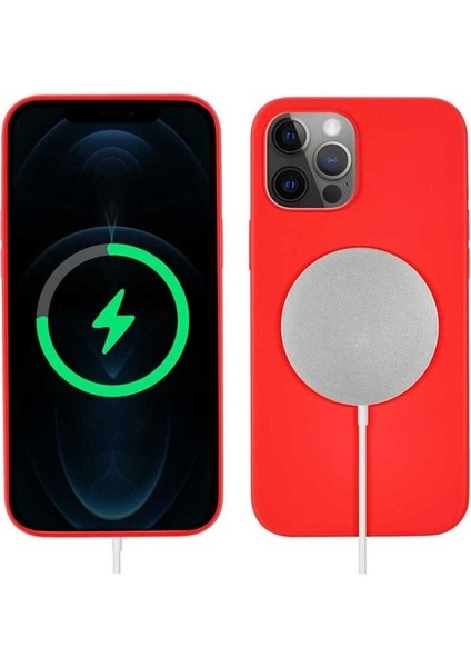 Apple iPhone 12 Pro Max Uyumlu Kılıf Silksafe Wireless Kapak, Kırmızı