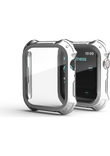 Apple Watch 7 45MM Uyumlu Tank Zırh Kasa ve Ekran Koruyucu Watch Gard 10 Gümüş