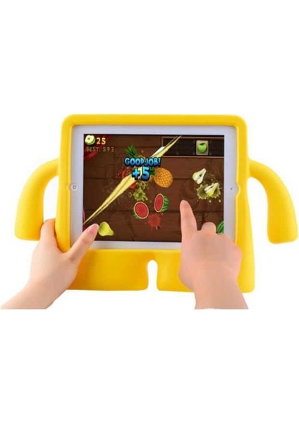 Apple iPad 6 Air 2 Uyumlu Çocuk Tablet Kılıfı Ibuy Yumuşak Silikon Renkli Kılıf , Sarı