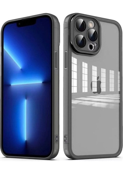 Apple iPhone 12 Pro Max Uyumlu Kılıf Kamera Korumalı Transparan Post Kapak, Siyah