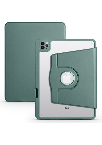 Apple iPad 10.9 2022 (10.nesil) Uyumlu Tablet Kılıfı Kalem Bölmeli Termik Kılıf, Koyu Yeşil
