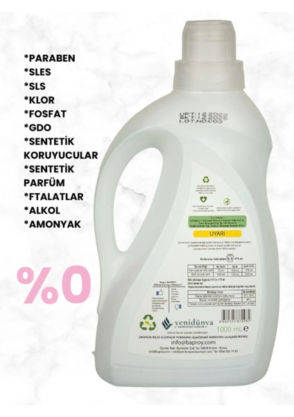 Bitkisel Çamaşır Deterjanı 1 Litre + Bitkisel Çamaşır Yumuşatıcısı Doğal Lavanta Yağlı 1 Litre