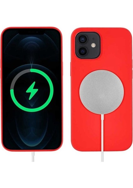 Apple iPhone 12 Mini Uyumlu Kılıf Silksafe Wireless Kapak, Kırmızı