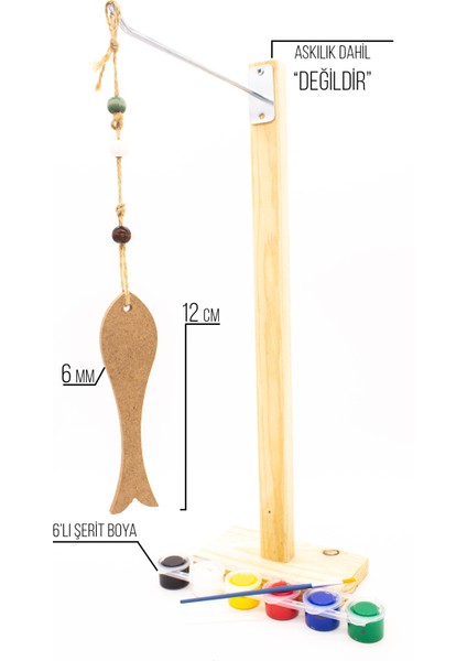 Neşeli Ahşap Kısa Balık Sarkaç Takımı. Duvar Süsü Oda Süsü Balkon Yazlık  Dekoru. Ahşap Boyama Etkinliği