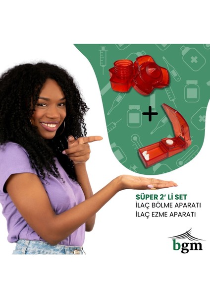 Ilaç Ezme Aparatı ve Bölme Aparatı Yutma Güçlüğü Için 2’li Set
