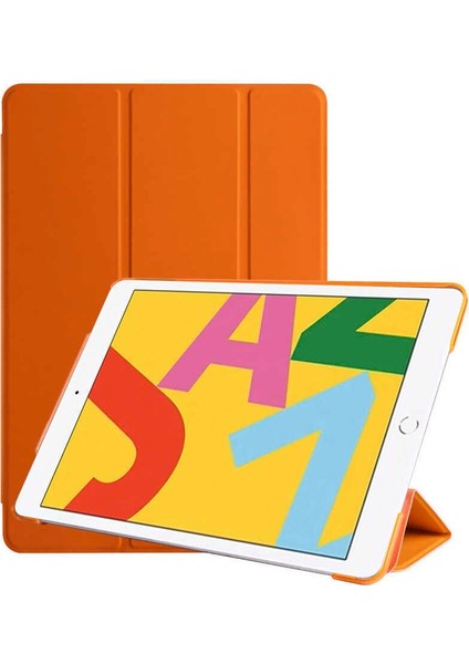 Apple iPad 10.2 2021 (9.nesil) Uyumlu Tablet Kılıfı Smart Cover Standlı Kılıf, Turuncu