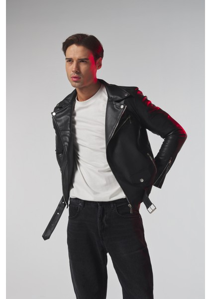 Siyah Erkek Deri Ceket