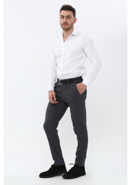 Gri Dokuma Pamuk Karışımlı Chino Erkek Pantolon modelleri