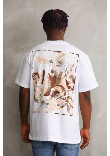 Baskılı Oversize T-Shirt - Beyaz fiyatları