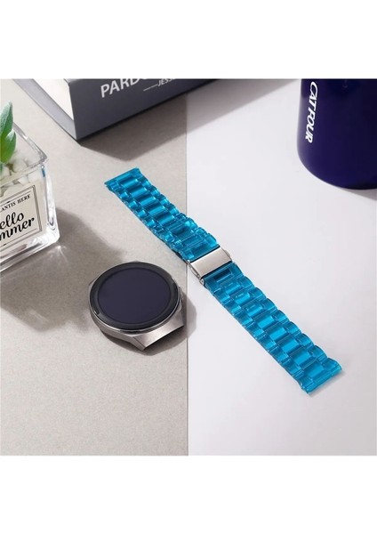 Huawei Watch Gt3 Pro 43 mm (20 Mm) Uyumlu Kordon Silikon Transparan Şeffaf Spor Kayış Mavi
