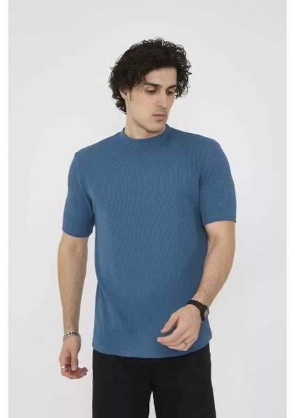 Bisiklet Yaka Slim fit T-Shirt- Turkuaz modelleri