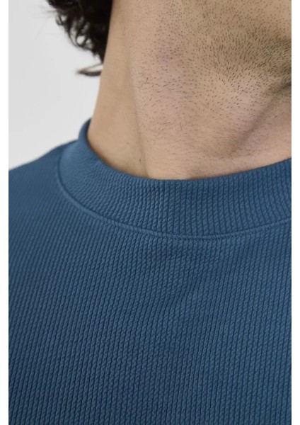 Bisiklet Yaka Slim fit T-Shirt- Turkuaz indirimleri