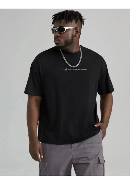 Baskılı Oversize T-Shirt - Siyah