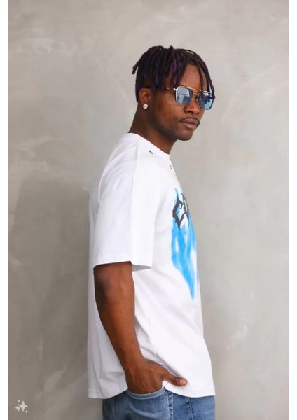 Oversize Kolye Dahil T-Shirt - Beyaz indirimleri