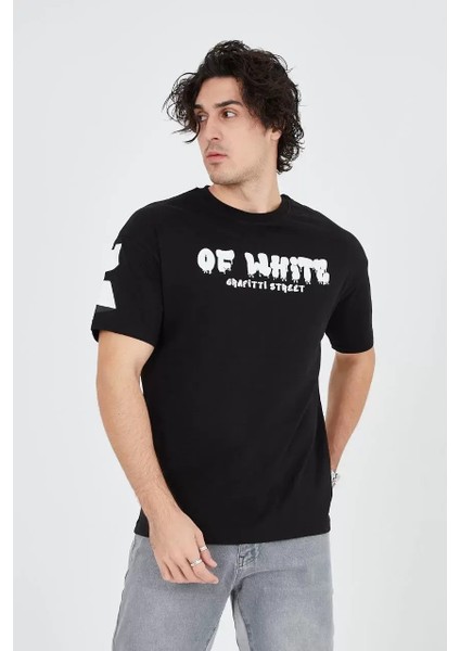 Erkek 24/1 Penye Baskılı T-Shirt - Siyah fiyatları