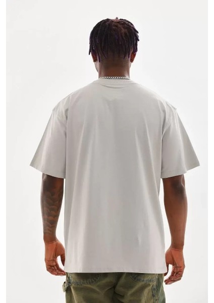 Baskılı Oversize T-Shirt - Gri