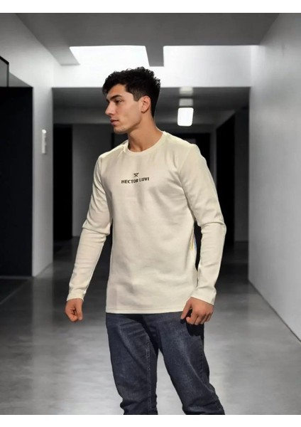 Bisiklet Yaka Uzun Kollu T-Shirt - Beyaz fiyatları