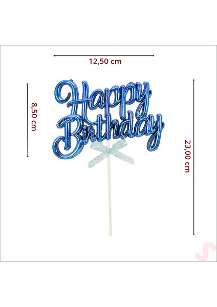 Happy Birthday Pasta Süsü, 23CM x 12,5cm - Mavi fiyatları