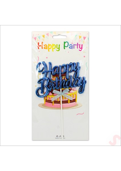Happy Birthday Pasta Süsü, 23CM x 12,5cm - Mavi indirimleri