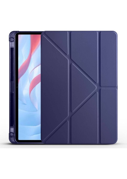 Huawei Honor X8 Pro 11.5' Uyumlu Tablet Kılıfı Tri Folding Kalem Bölmeli Kılıf, Lacivert