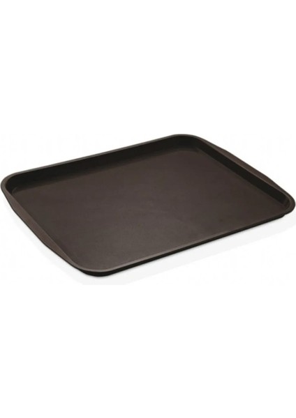 10 Adet Siyah Midi Boy Plastik Servis Tepsisi Kırılmaz Lokanta Büfe Fast Food Kullanım (44X32 Cm)