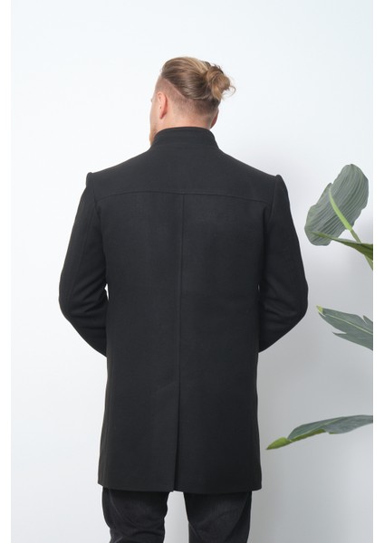 Erkek Antrasit Dik Yaka Kaşmir Kumaş Kaşe Kaban indirimleri