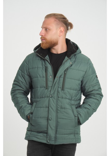 Erkek Kapüşonlu Içi Polarlı %100 Polyester Şişme Mont modelleri