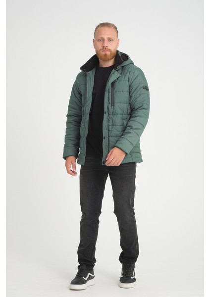 Erkek Kapüşonlu Içi Polarlı %100 Polyester Şişme Mont fırsatları