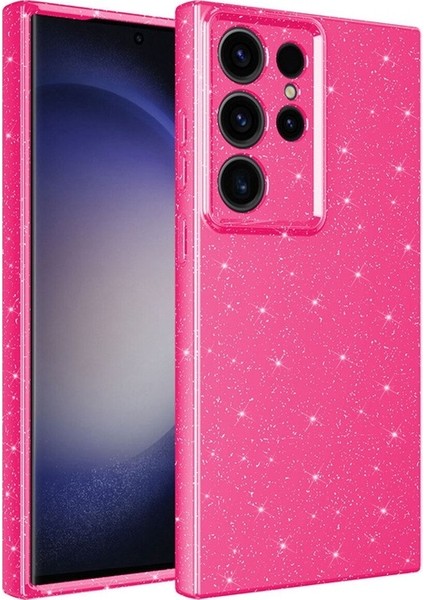 Samsung Galaxy S23 Ultra Uyumlu Kılıf Kamera Korumalı Simli Lüks Koton Kapak