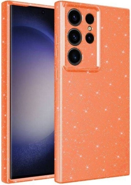 Samsung Galaxy S23 Ultra Uyumlu Kılıf Kamera Korumalı Simli Lüks Koton Kapak