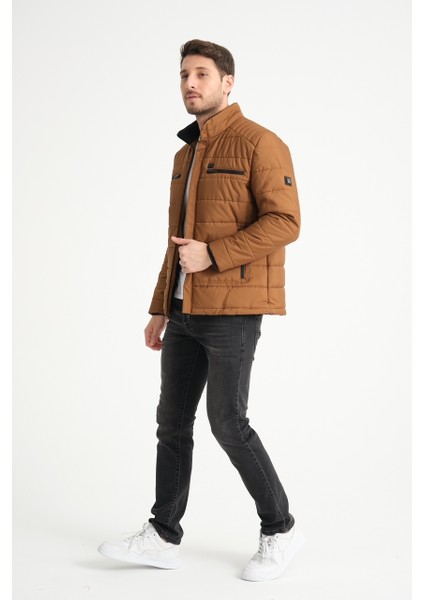 Erkek Şişme Su Geçirmez Göğüs Cepli Iç Astarı Baskılı Dik Yaka Mont fiyatları