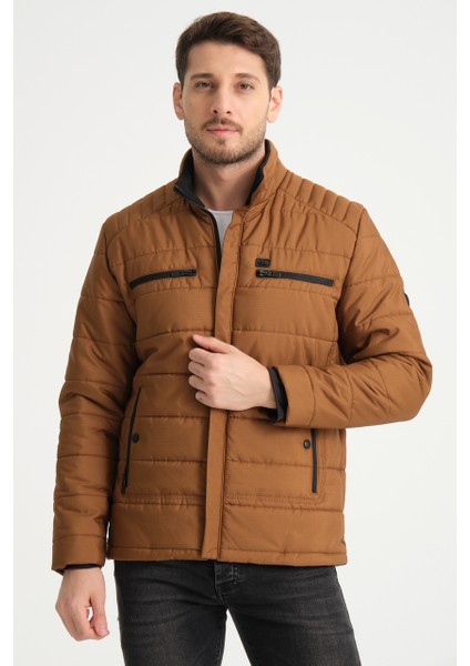 Erkek Şişme Su Geçirmez Göğüs Cepli Iç Astarı Baskılı Dik Yaka Mont modelleri