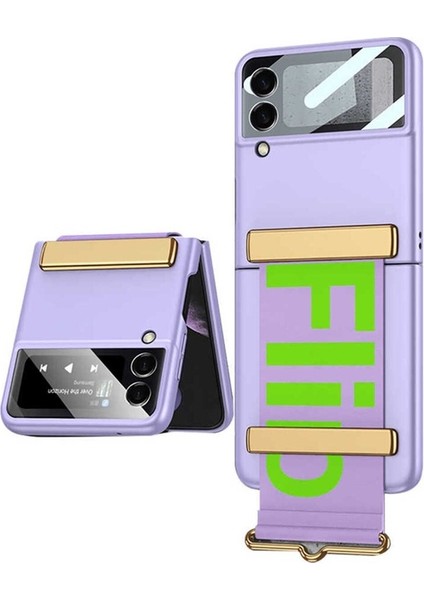Samsung Galaxy Z Flip 3 Uyumlu Kılıf Flio Kıpta Kapak, Mor