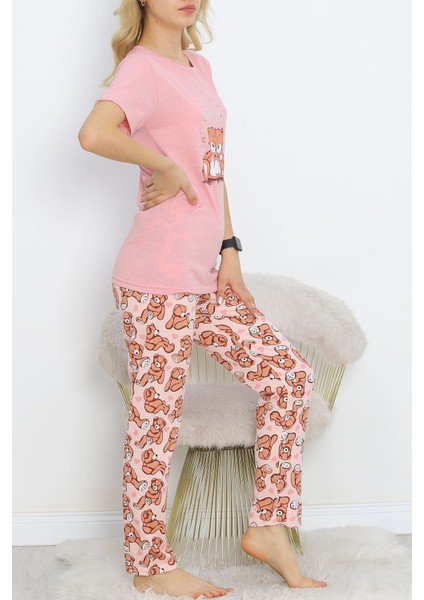 Desenli Pijama Takımı Pudrakahve - 18735.1567.