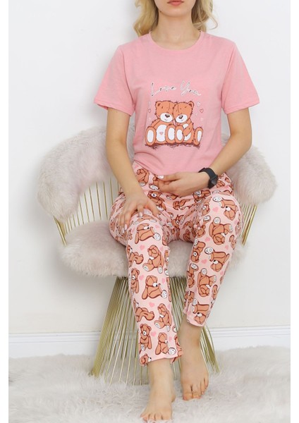 Desenli Pijama Takımı Pudrakahve - 18735.1567.