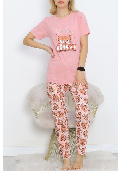 Desenli Pijama Takımı Pudrakahve - 18735.1567.
