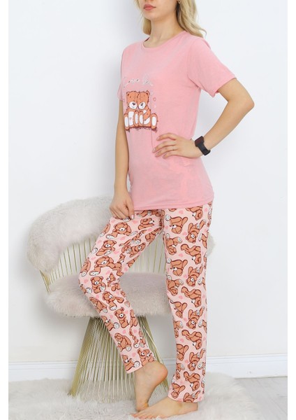 Desenli Pijama Takımı Pudrakahve - 18735.1567.