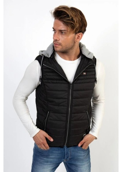 Erkek Bakır Çıkarılabilir Kapüşonlu Şişme Mont