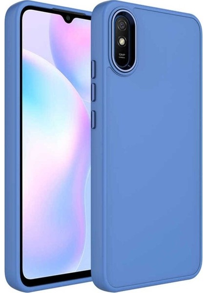 Xiaomi Redmi 9A Uyumlu Kılıf Metal Çerçeve ve Buton Tasarımlı Silikon Luna Kapak, Lavendery Gray