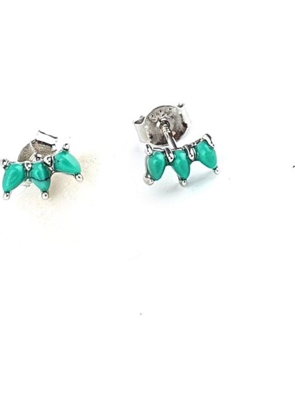 Italyan Tasarımı 925AYAR Gümüş Turkuaz Taşlı Tasarımı Küpe modelleri