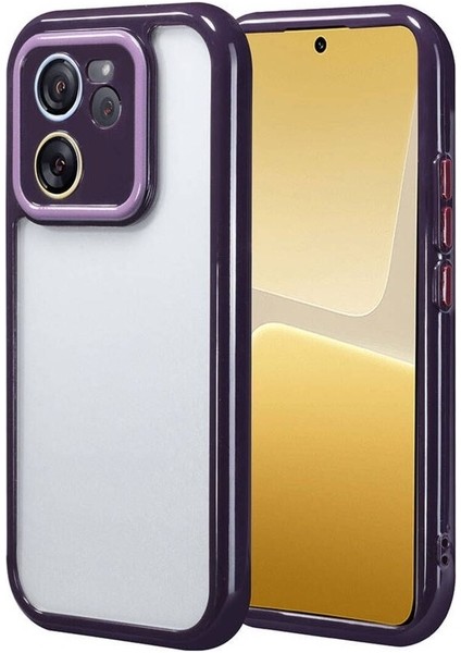 Xiaomi Mi 13T Uyumlu Kılıf Kamera Korumalı Renkli Kenar ve Çerçeve Tasarımlı Vitamin Kapak, Derin Mor