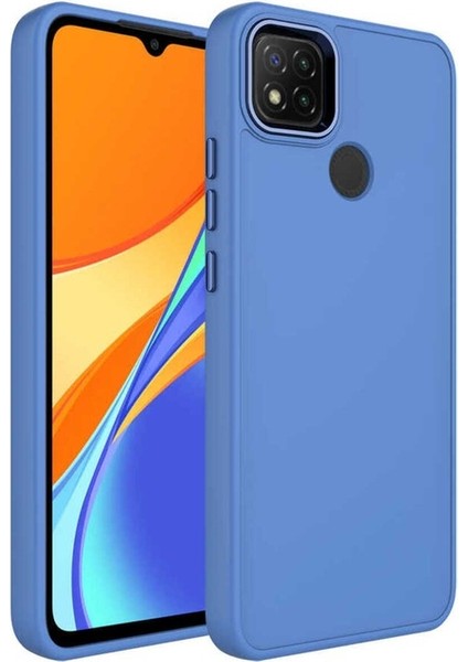 Xiaomi Redmi 9c Uyumlu Kılıf Metal Çerçeve ve Buton Tasarımlı Silikon Luna Kapak, Lavendery Gray