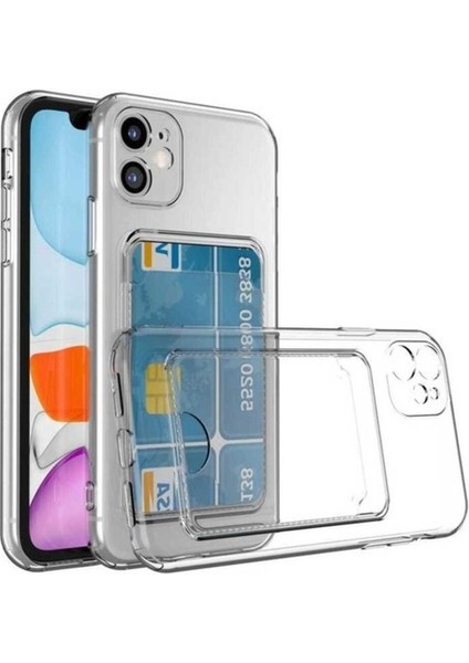 iPhone 12 Uyumlu Kılıf Kartlıklı Şeffaf Setra Clear Silikon Kapak