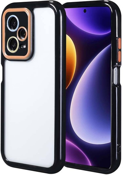 Xiaomi Redmi Note 12 Pro Plus 5g Kılıf Kamera Korumalı Renkli Kenar ve Çerçeve Tasarımlı Vitamin Kapak, Siyah