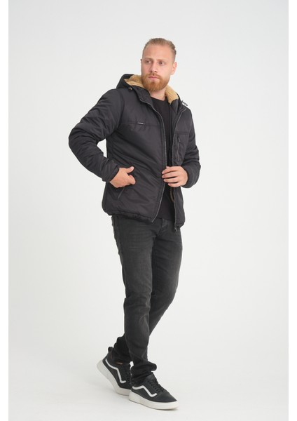 Erkek Içi Kürklü Su ve Rüzgar Geçirmez Kapüşonlu Kışlık Mont & Kaban