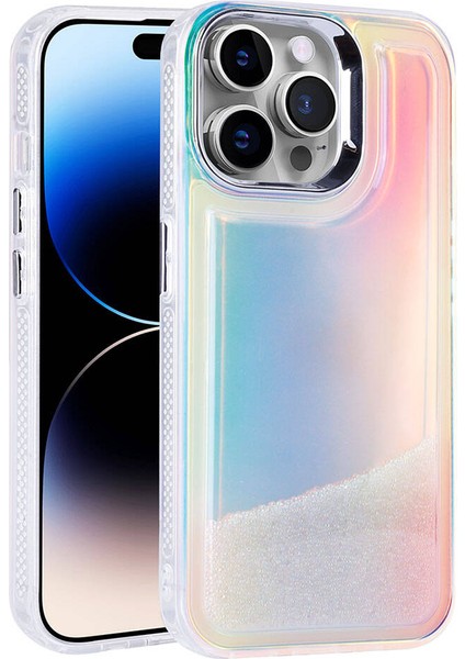 Apple iPhone 14 Pro Max Uyumlu Kılıf Airbagli Renkli Arka Yüzey Boncuk Tasarımlı Kumul Kapak