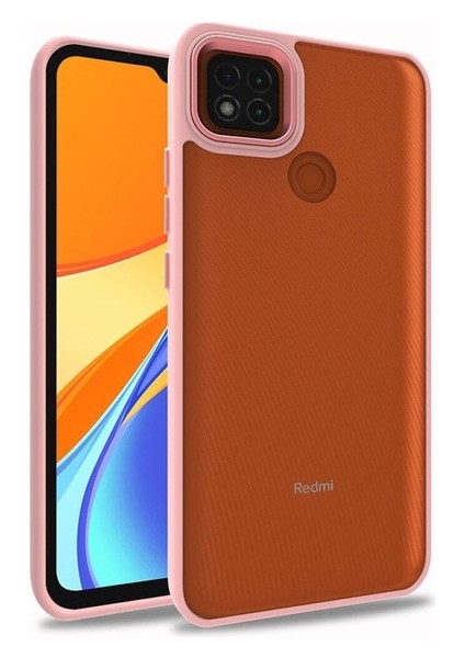 Xiaomi Redmi 9c Uyumlu Kılıf Sert Silikon Renkli Şerit Tasarımlı Parlak Flora Kapak, Rose Gold