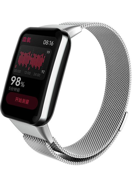 Xiaomi Mi Band 7 Pro Uyumlu Kordon Hasır Metal Mıknatıslı Örgü Kayış Krd-01